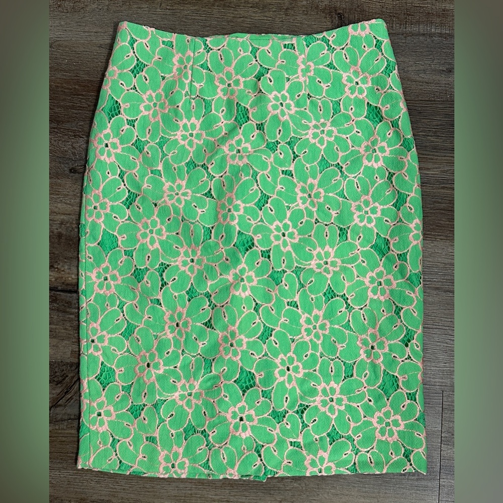 Lilly Pulitzer Hyacinth Green Floral Skirt Size 0